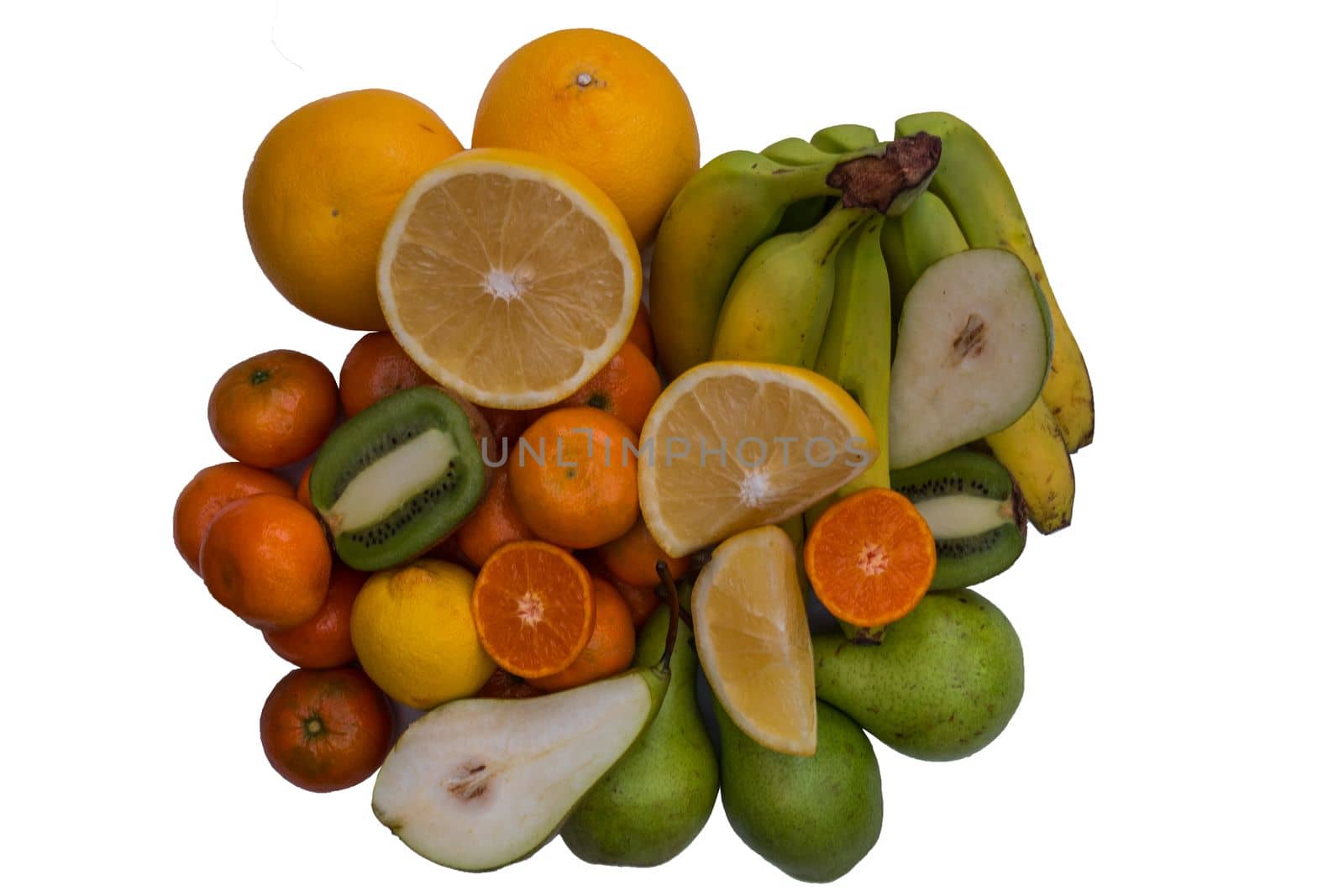Huge group of fruits isolated on a white background.