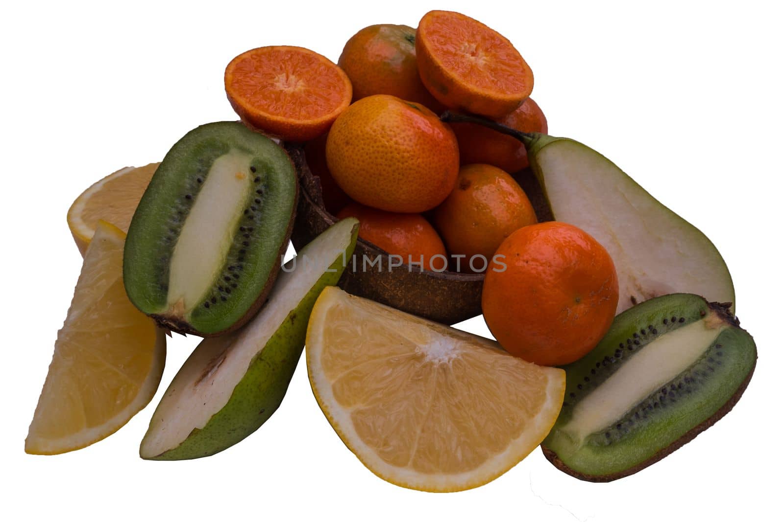 Huge group of fruits isolated on a white background.