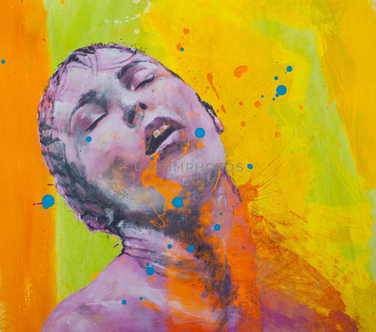 Painted version of the portrait of Janet Leigh during the shower scene in the movie Psyco by Alfred Hitchcock
