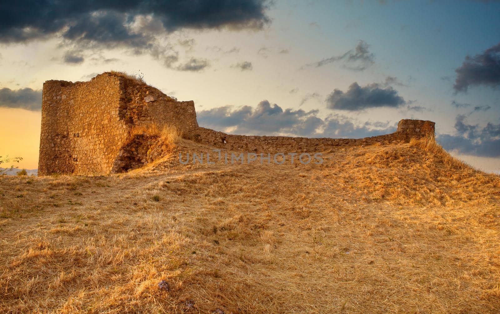 Ruins of Assoro Castle in the summer, Sicily - Italy