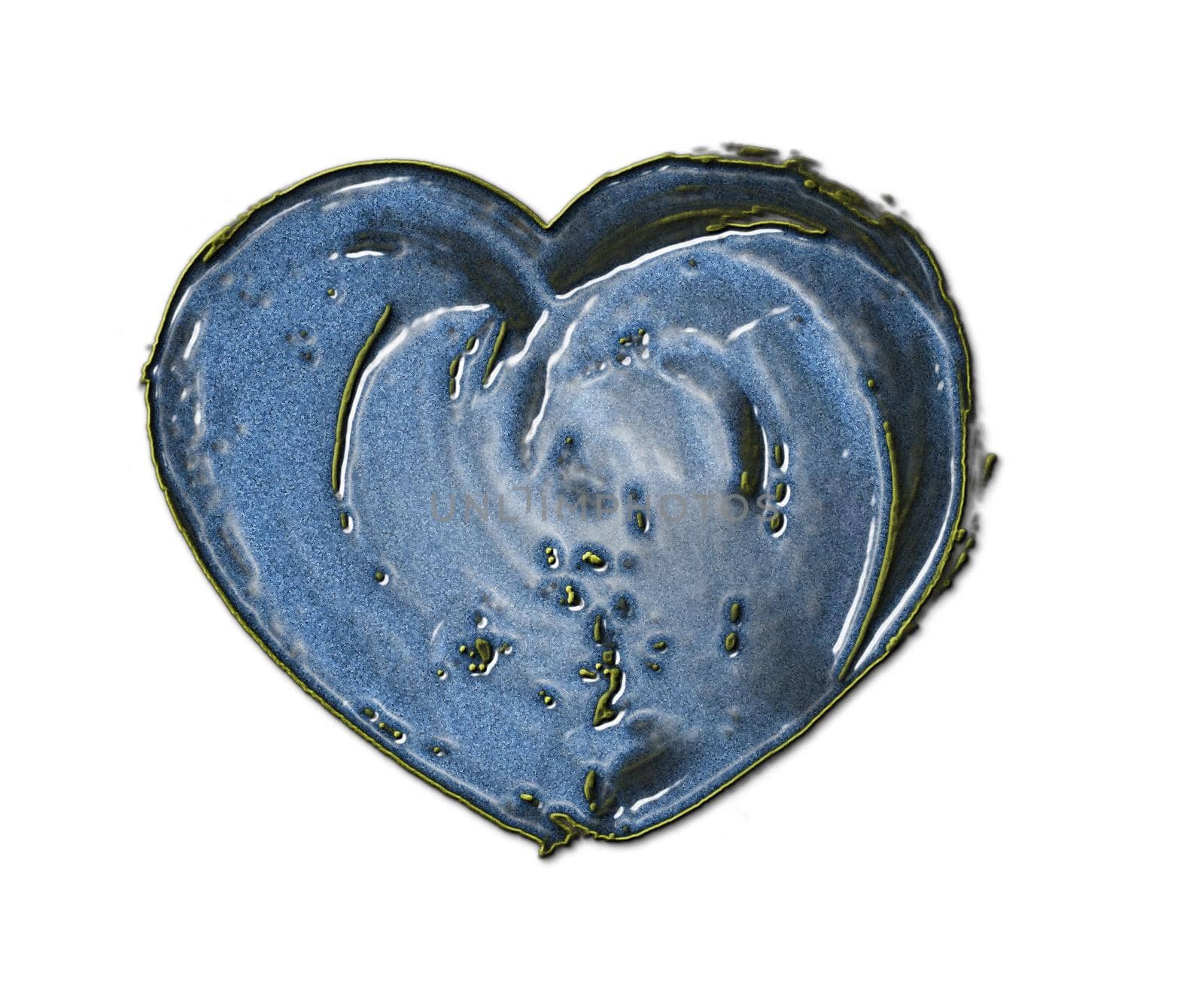 Digital paint of a blue heart on white background