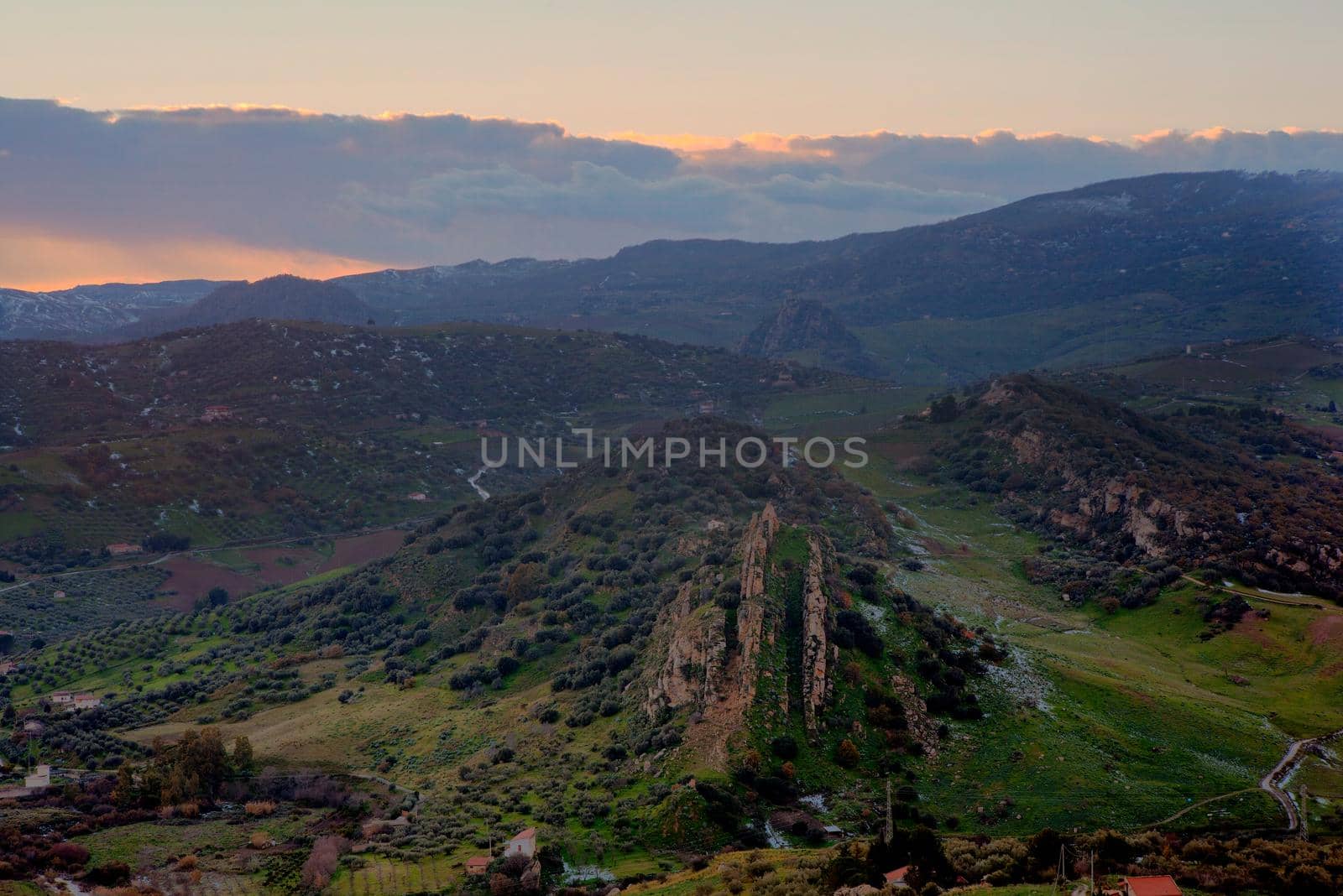 View of old Tavi castle called Castiddazzu in sicilian language. Leonforte