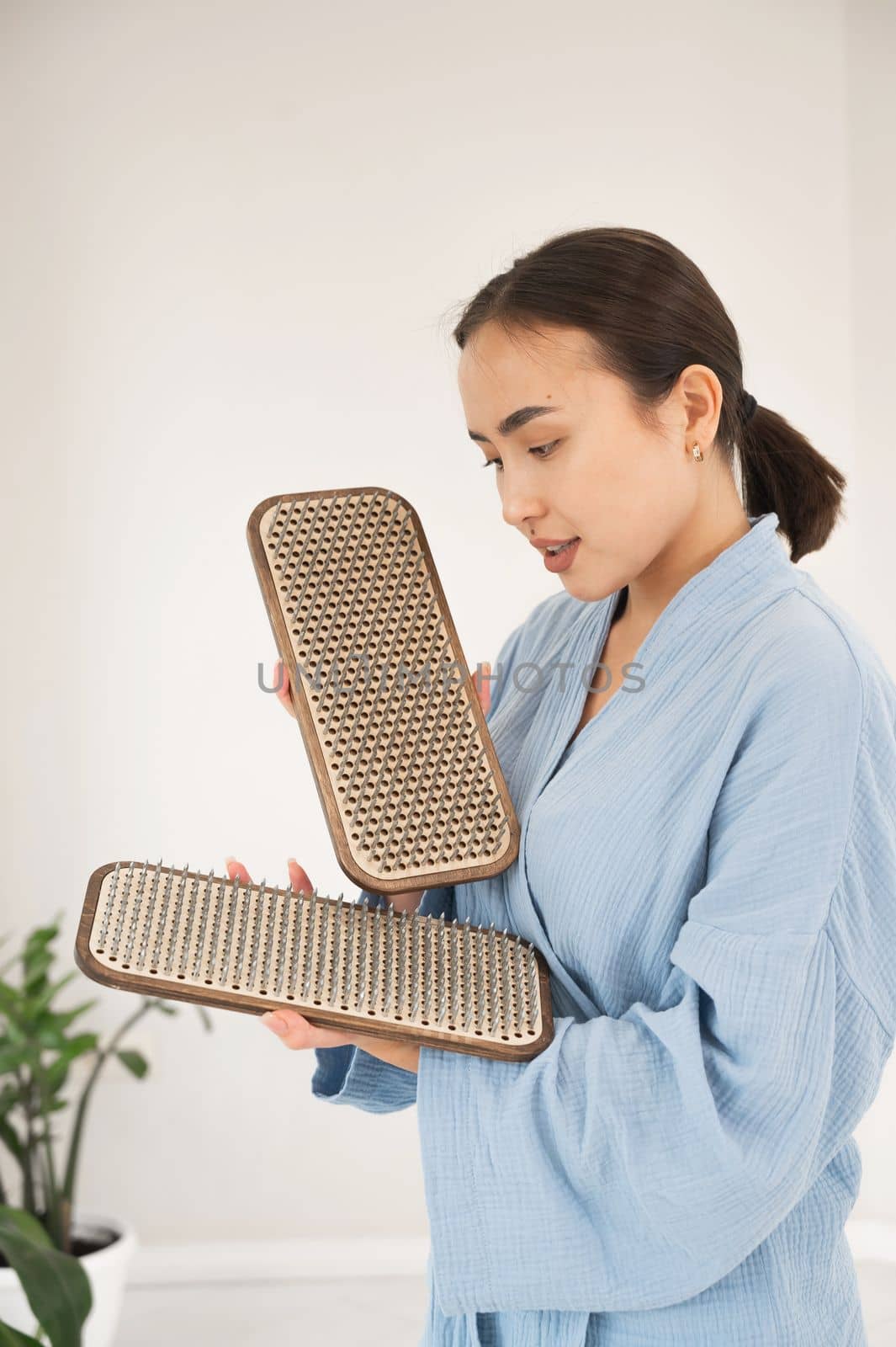 Portrait of asian woman with sadhu boards