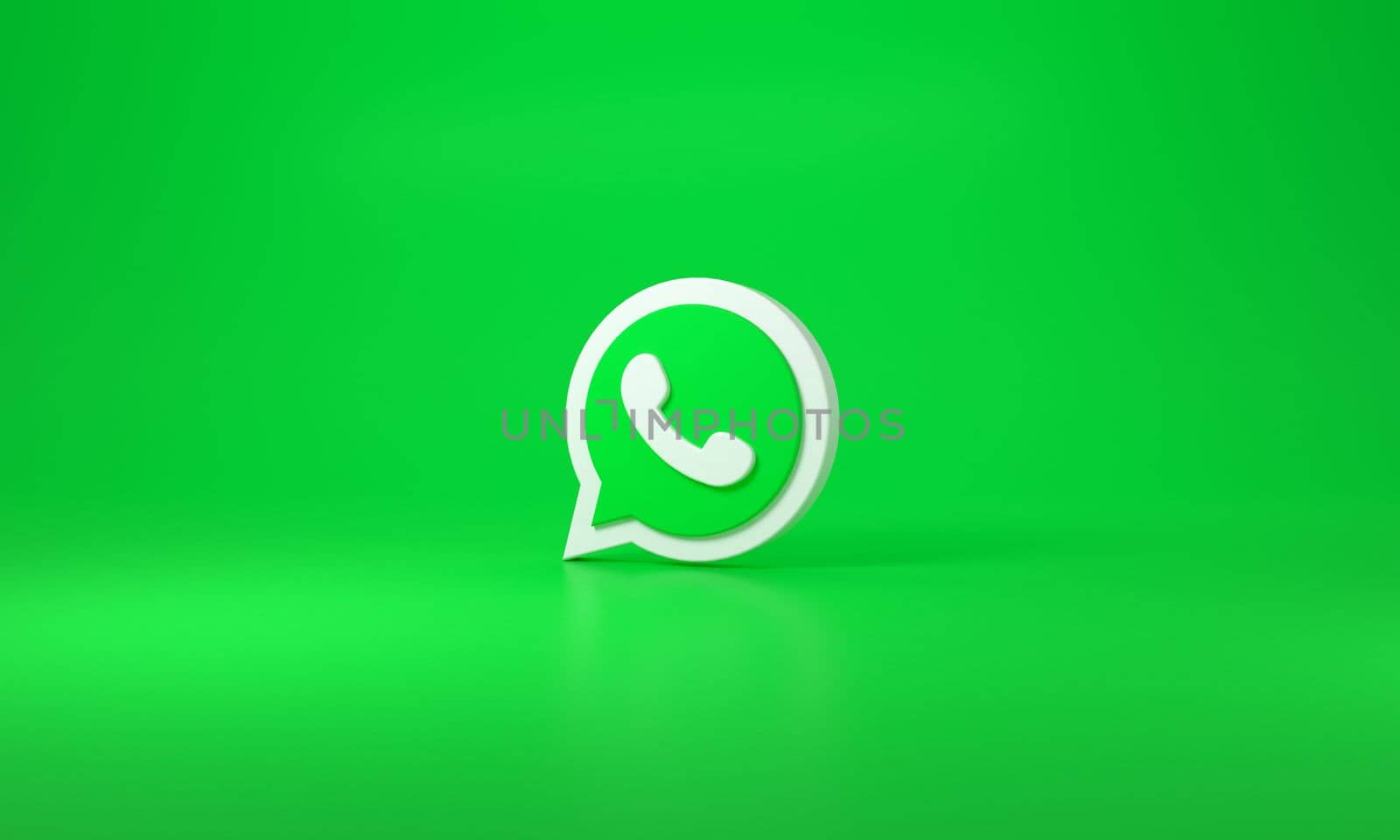 Whatsapp logo on green background. 3D rendering.