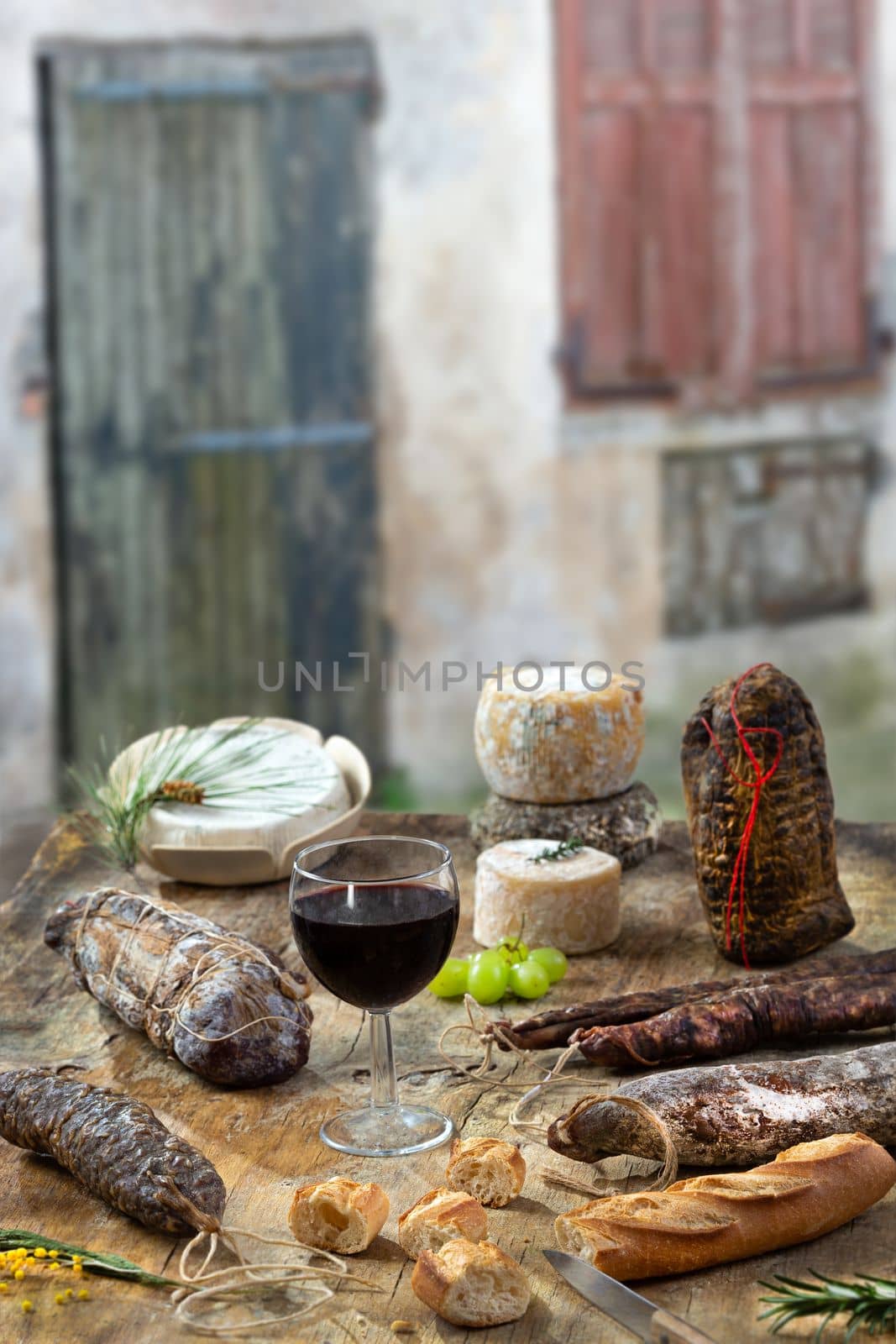 Local wild pork delicatessen, and corsican cheese,