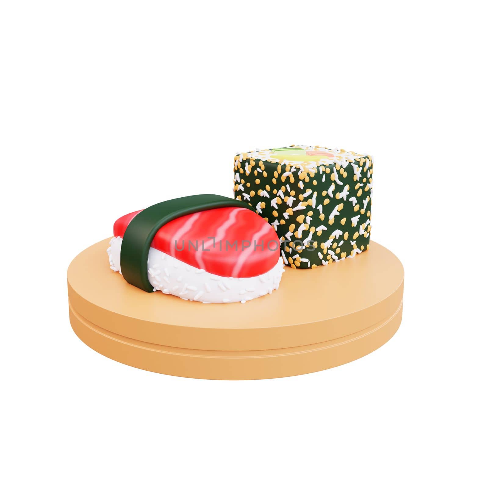 3d illustration of asian food sushi