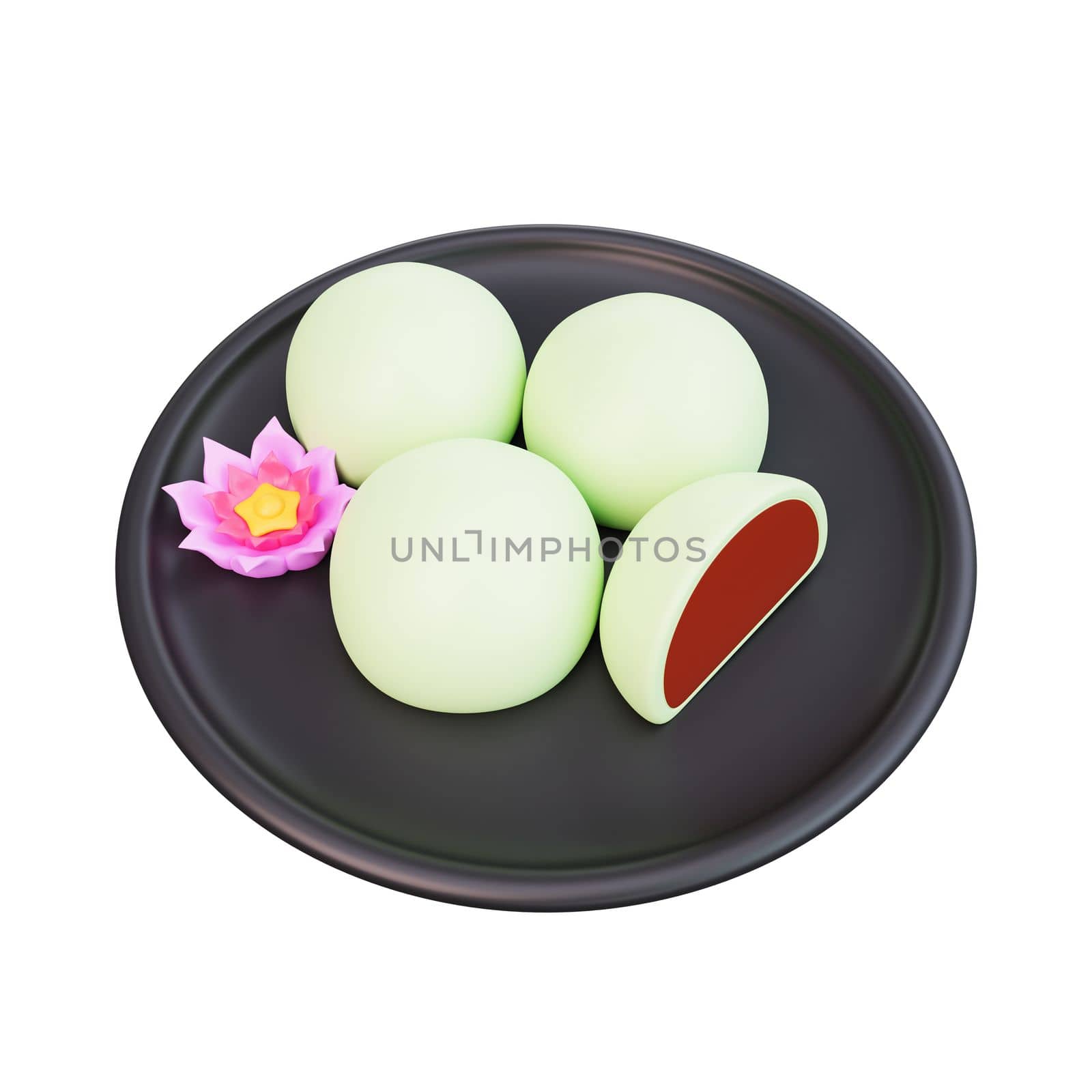 3d illustration of asian food Mochi,japanese food