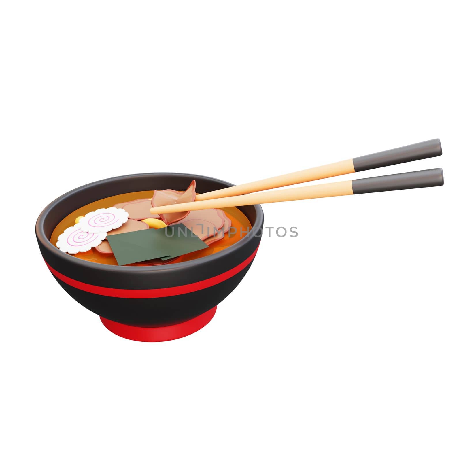 3d illustration of asian food ramen, japanese food