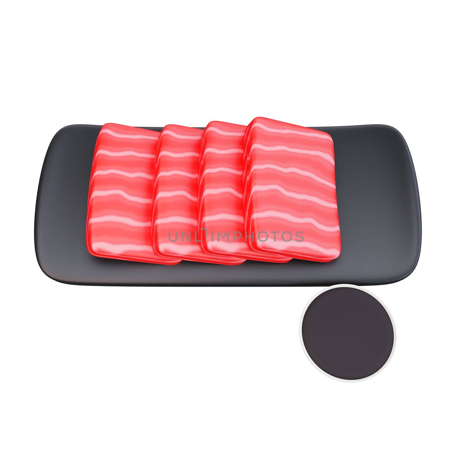 3d illustration of asian food sashimi, japanese food