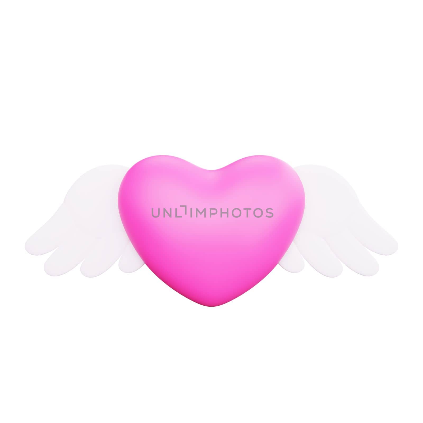 3d rendering valentine's day heart wing icon