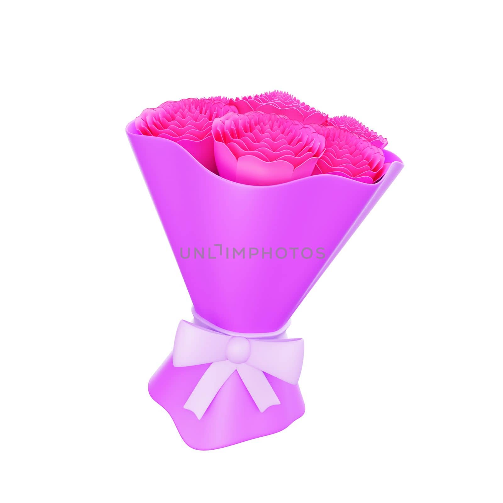 3d rendering valentine's day bouquet flower icon