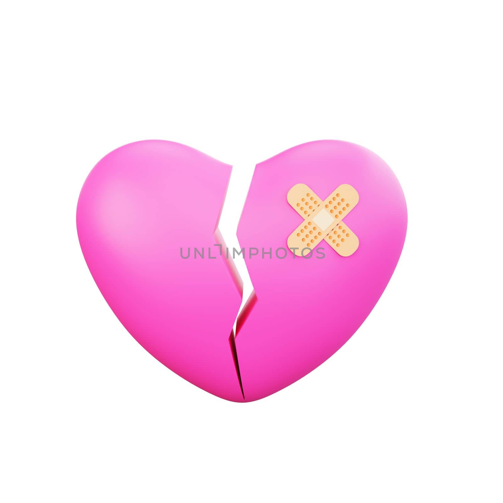 3d rendering valentine's day broken heart icon by Rahmat_Djayusman