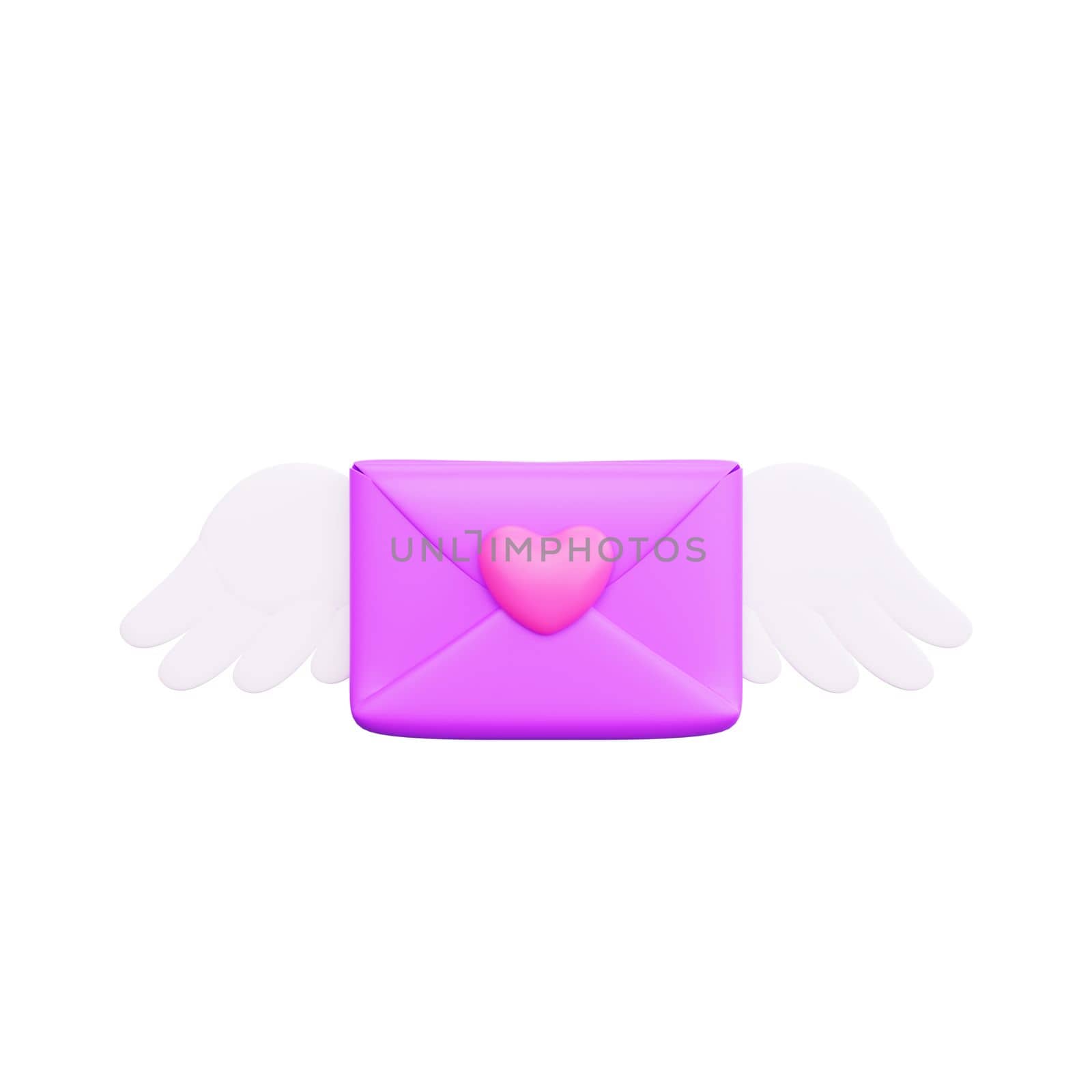 3d rendering valentine's day love letter icon