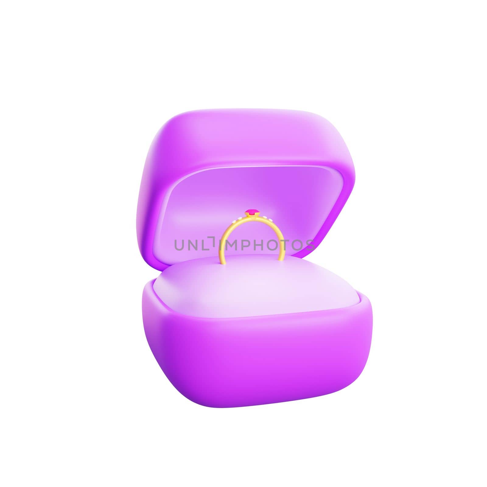 3d rendering valentine's day ring box icon
