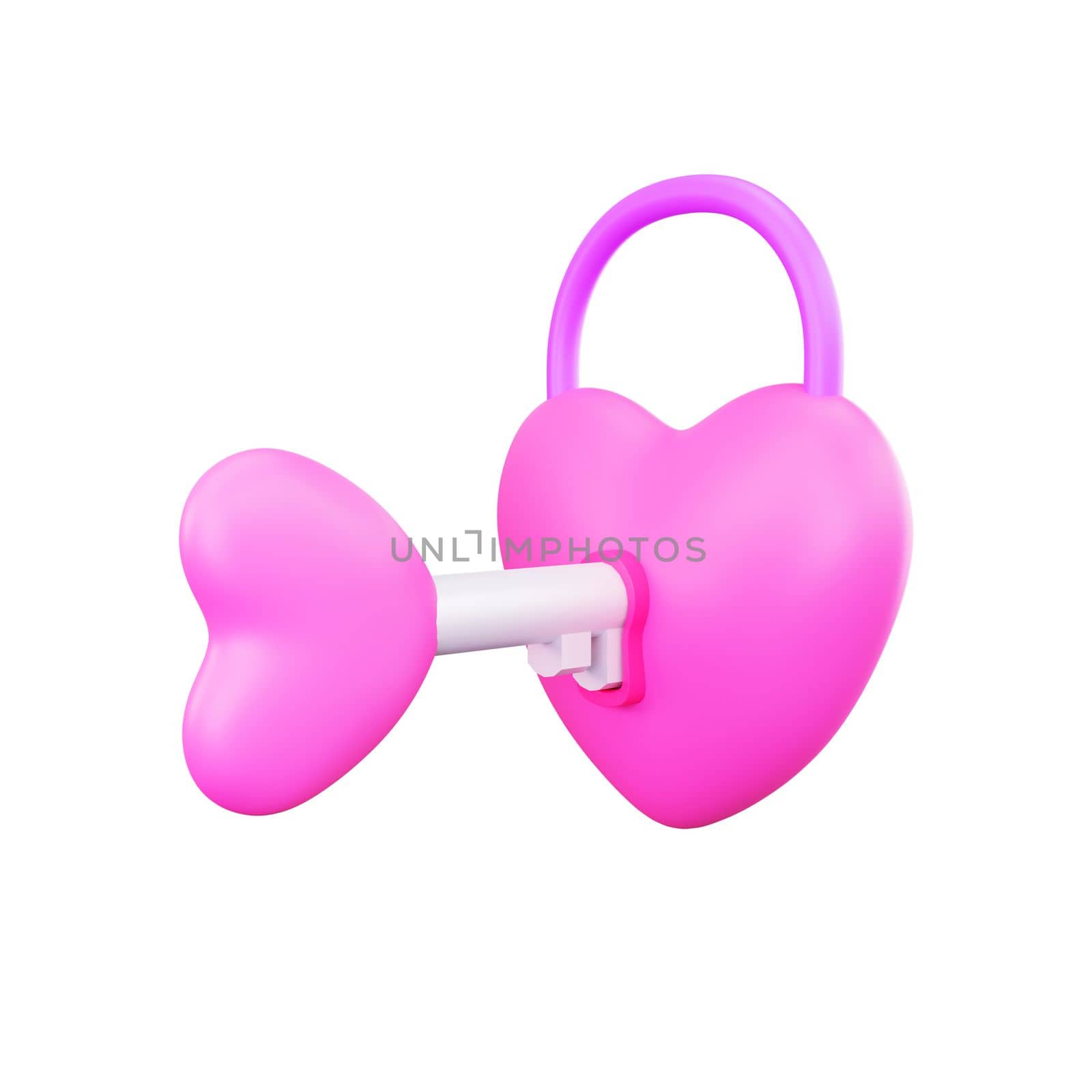 3d rendering of valentine's day lock heart icon