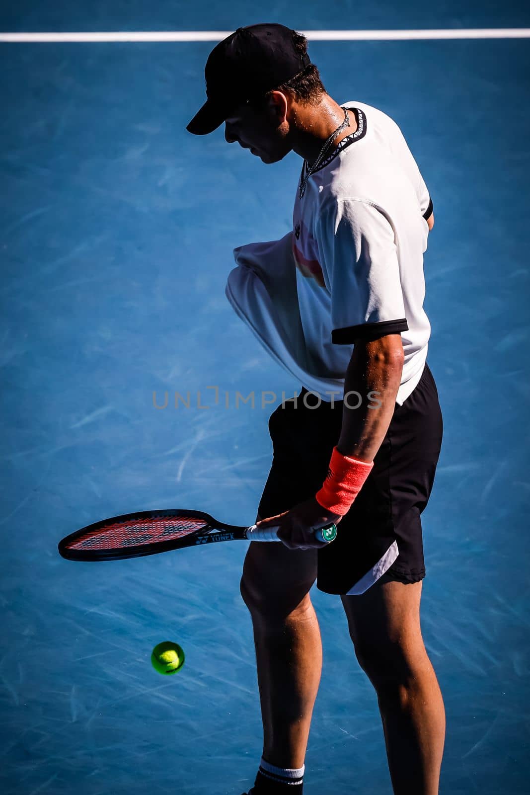 MELBOURNE, AUSTRALIA - JANUARY 23: Ben Shelton of USA plays J.J. Wolf of USA in the 4th round on day 8 of the 2023 Australian Open at Melbourne Park on January 23, 2023 in Melbourne, Australia.