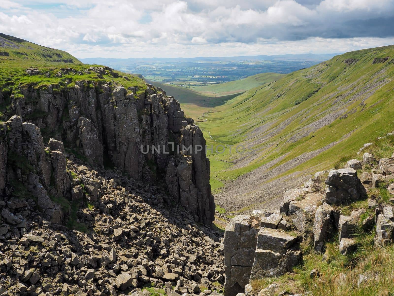 Dramatic view from High Cup Nick of chasm, Eden Valley, North Pennines, Cumbria by PhilHarland