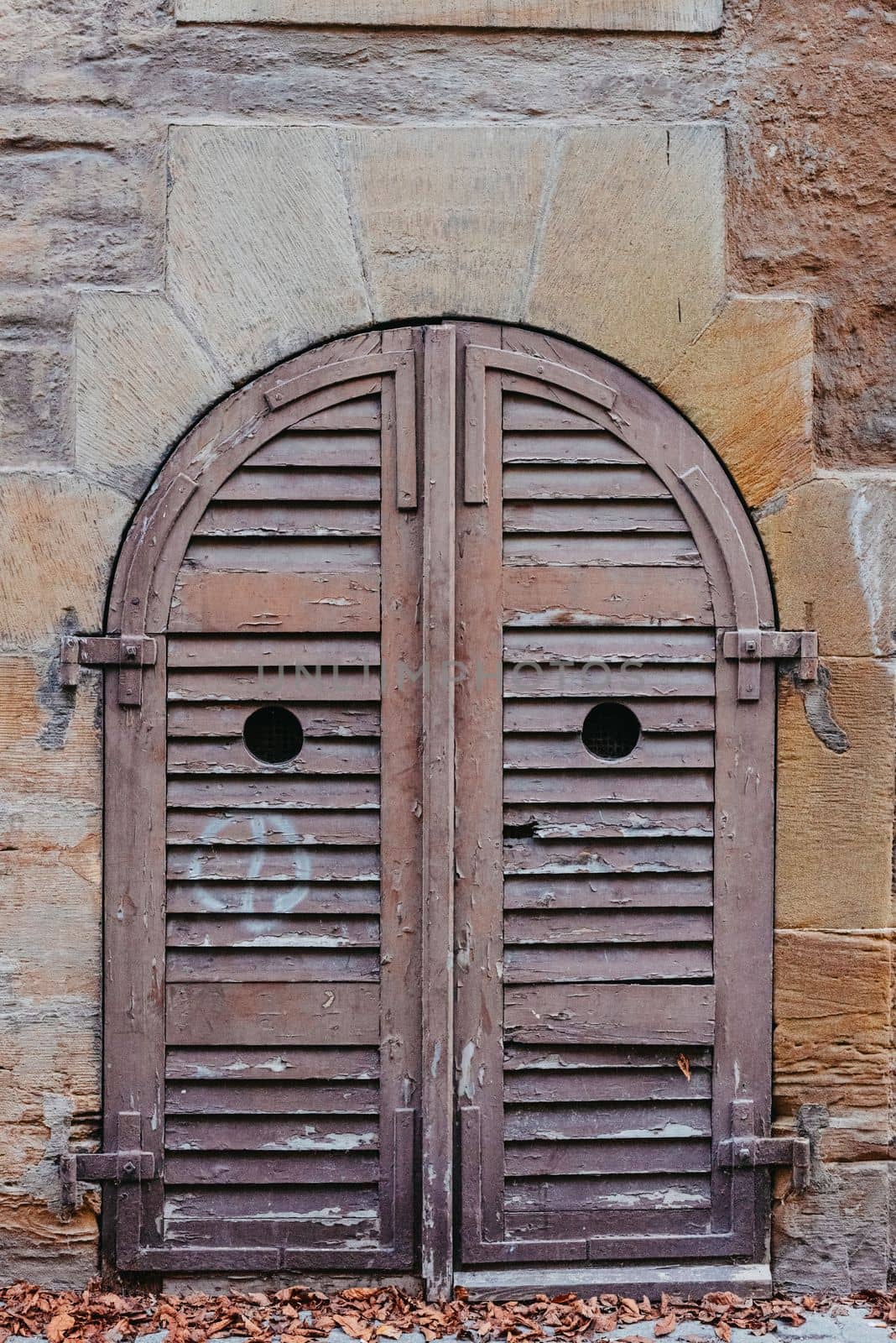 Wood Door. A Beautiful Old Wooden Door. Old Doors, Fragments Of Old Doors, Texture Of Old Wooden Doors. Door Old Europe House History. Old house entrance with stairs, wooden door, windows and pink walls by Andrii_Ko