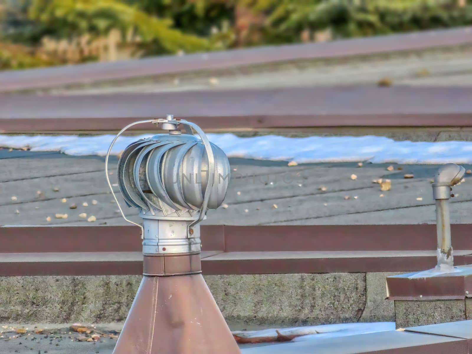 A close up to an air flow galvanized steel externally braced roof turbine vent by oasisamuel