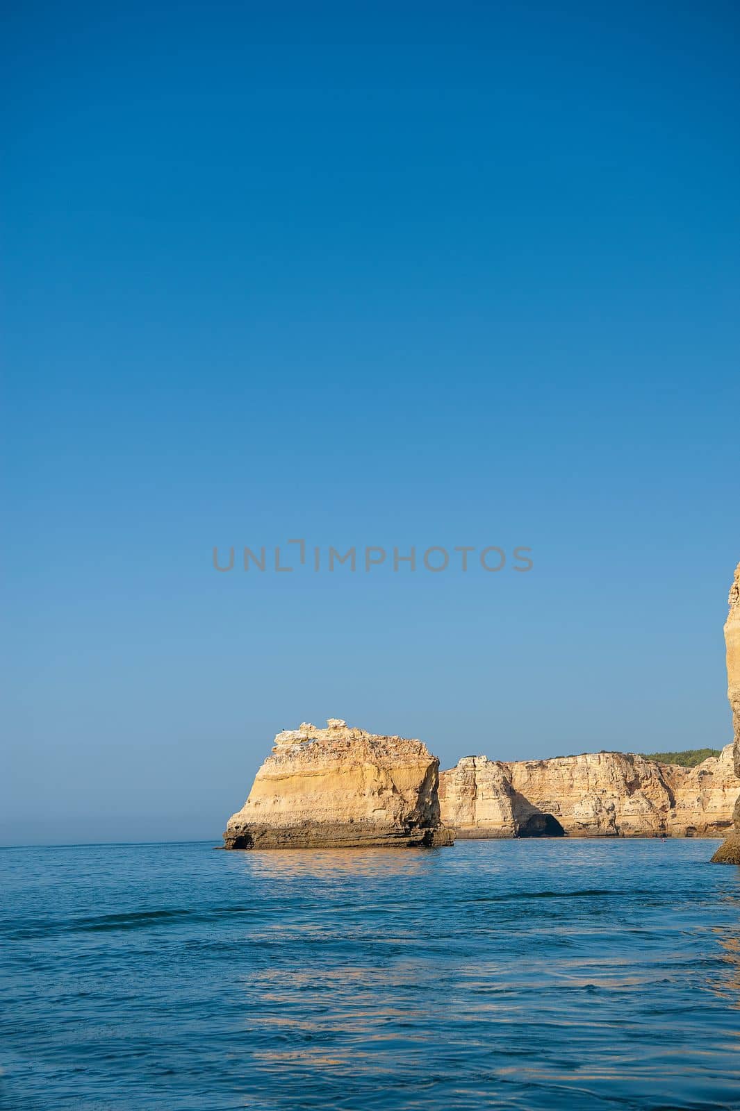 Rock formations on the Algarve coast in Portugal