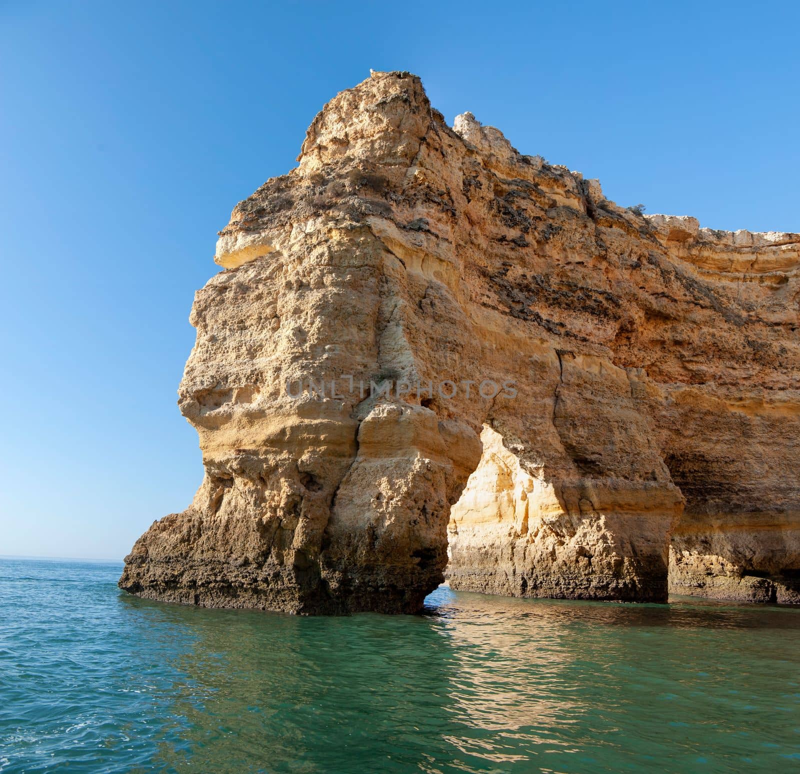 Rock formations on the Algarve coast in Portugal