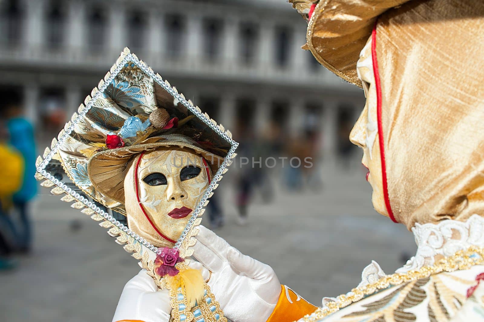 VENICE, ITALY - Febrary 7 2018: The masks of the Venice carnival 2018