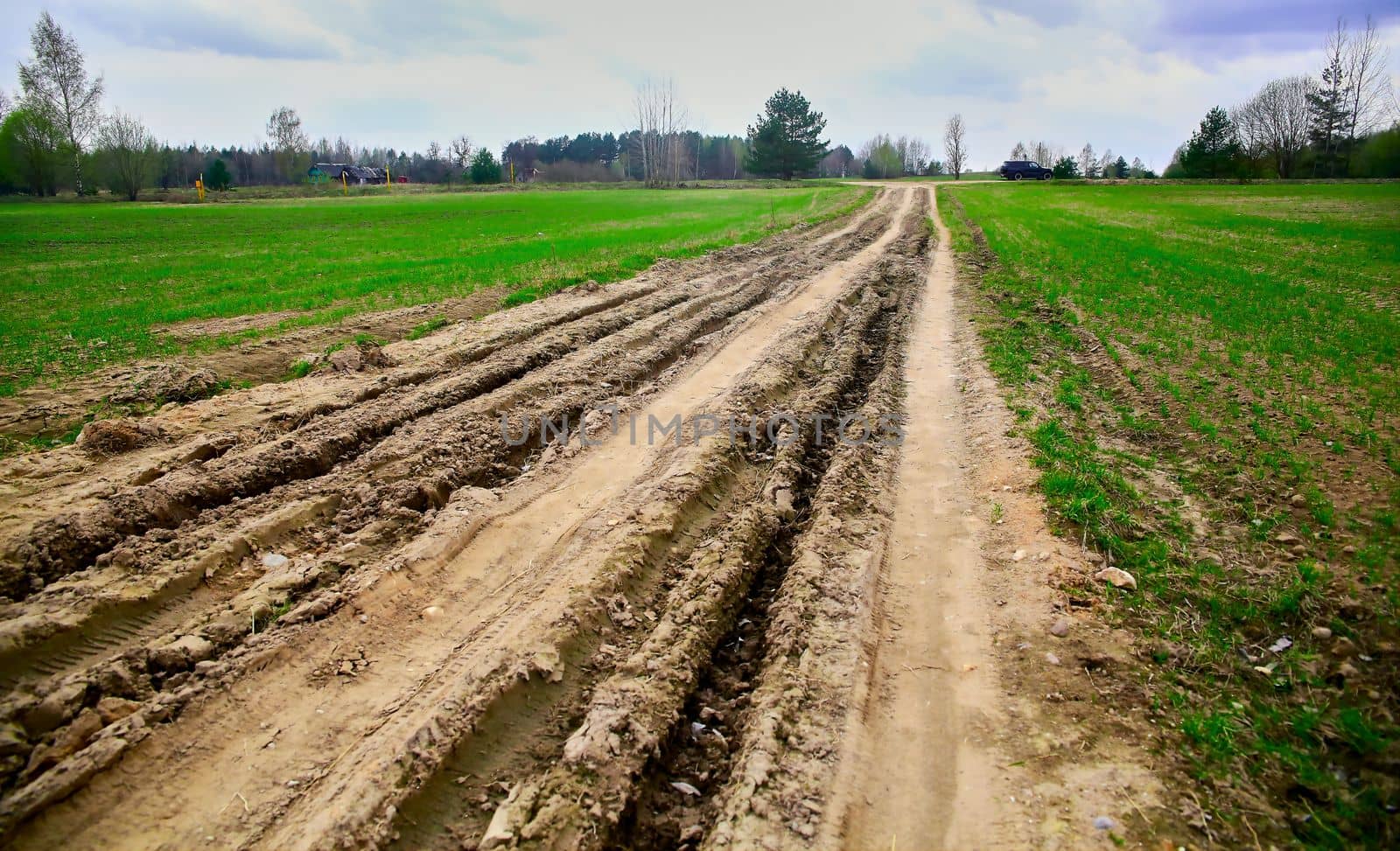 summer dry country road with elements of erosion and landscape of central Europe