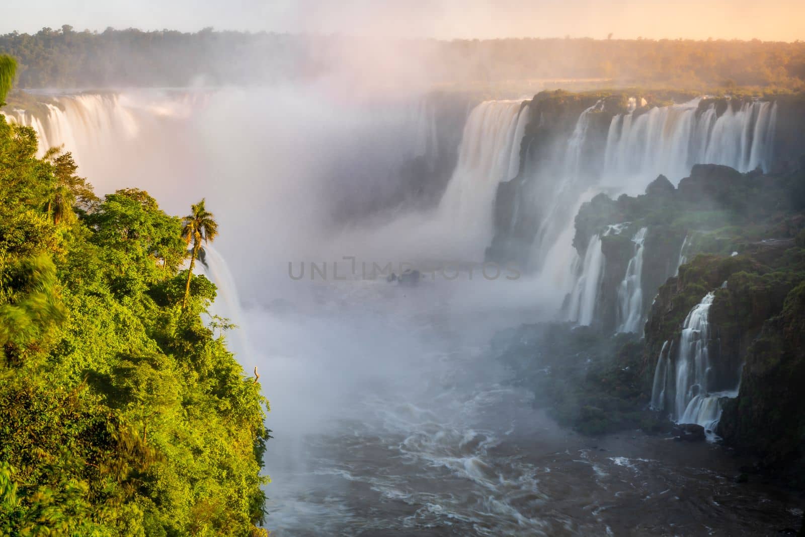 Dramatic Iguacu falls on Argentina Side from southern Brazil side, South America