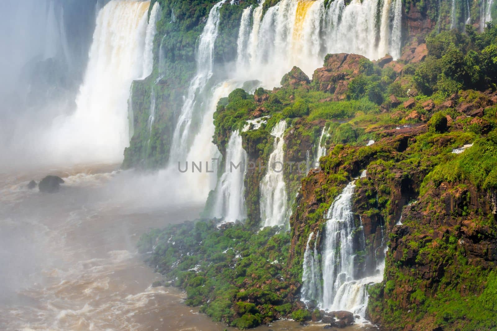 Dramatic Iguacu falls on Argentina Side from southern Brazil side, South America