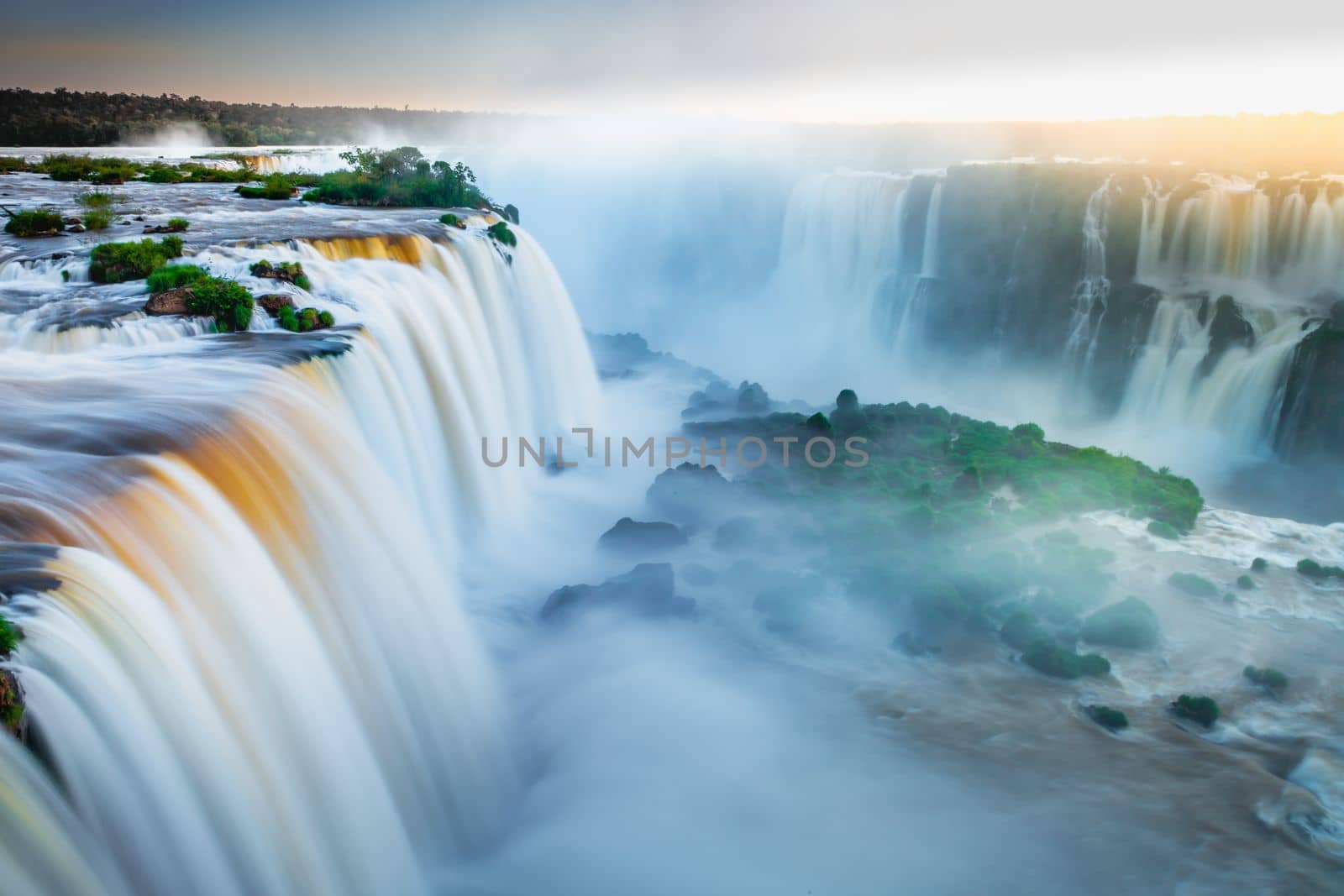 Dramatic Iguacu falls on Argentina Side from southern Brazil side, South America