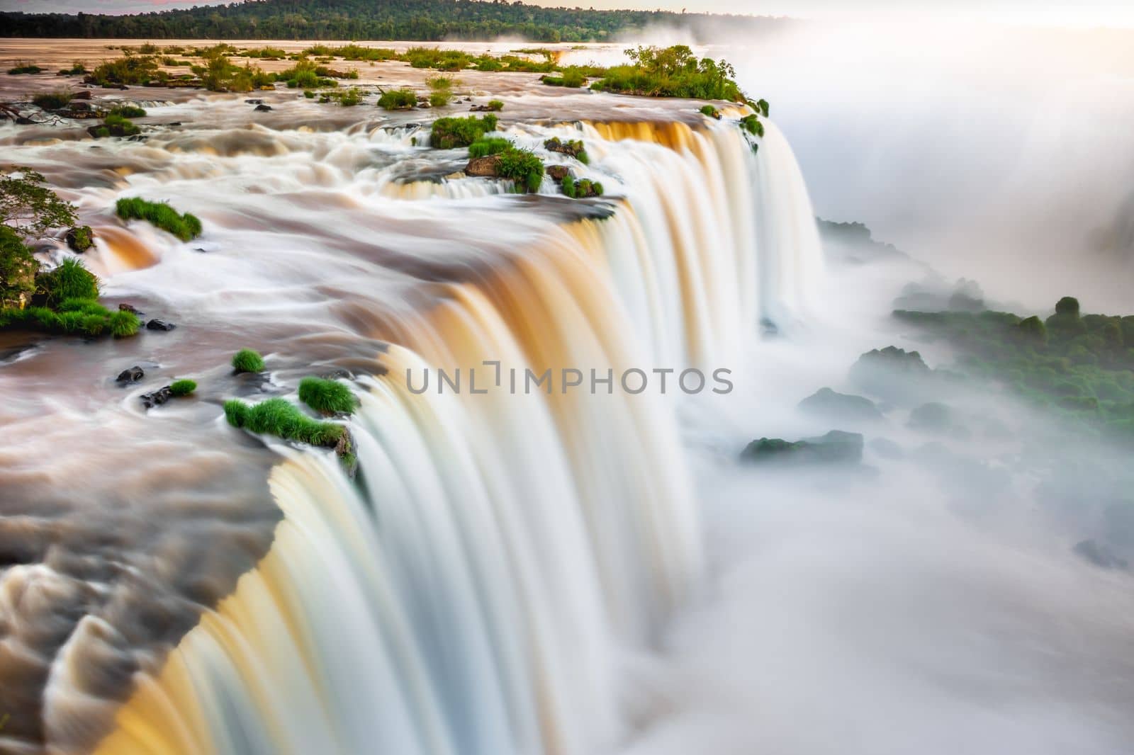 Dramatic Iguacu falls on Argentina Side from southern Brazil side, South America