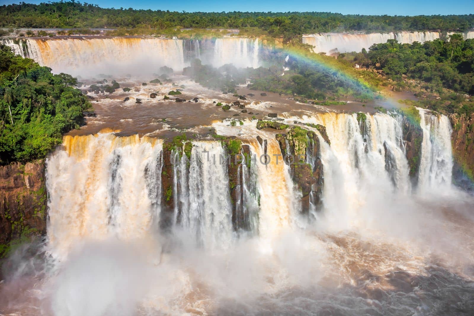 Dramatic Iguacu falls on Argentina Side from southern Brazil side, South America