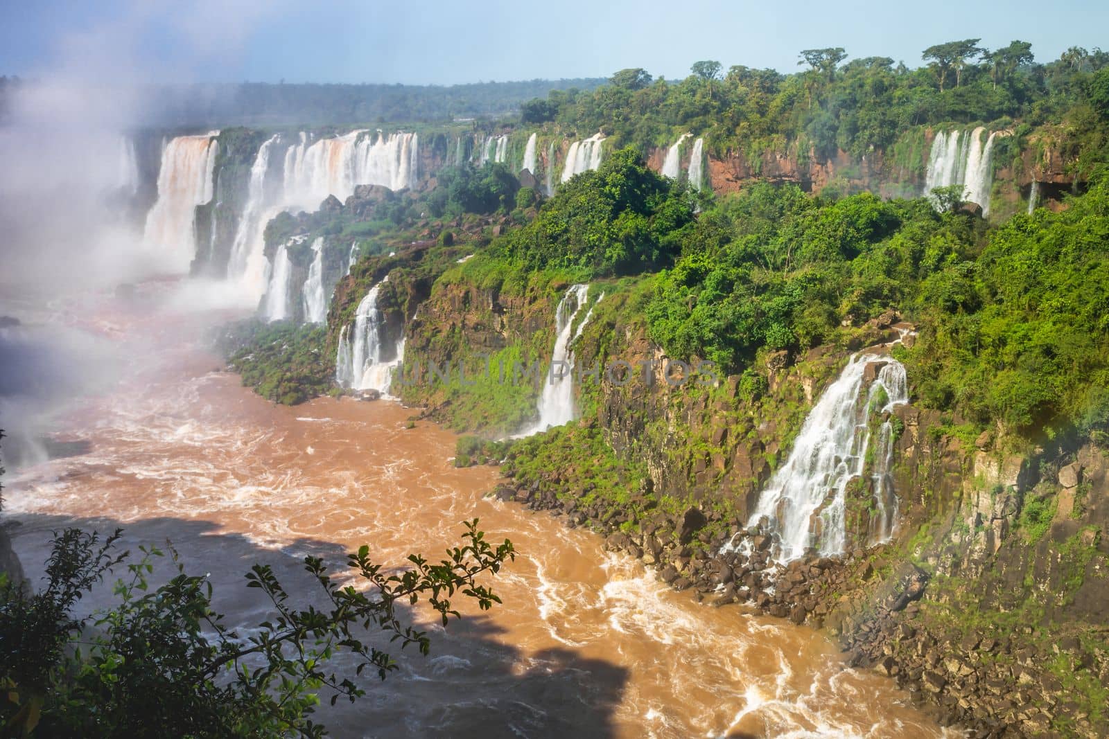 Dramatic Iguacu falls on Argentina Side from southern Brazil side, South America
