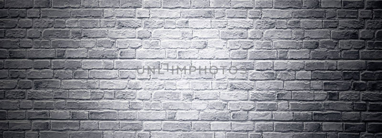 Brick wall, antique old grunge white grey texture wide panorama background.