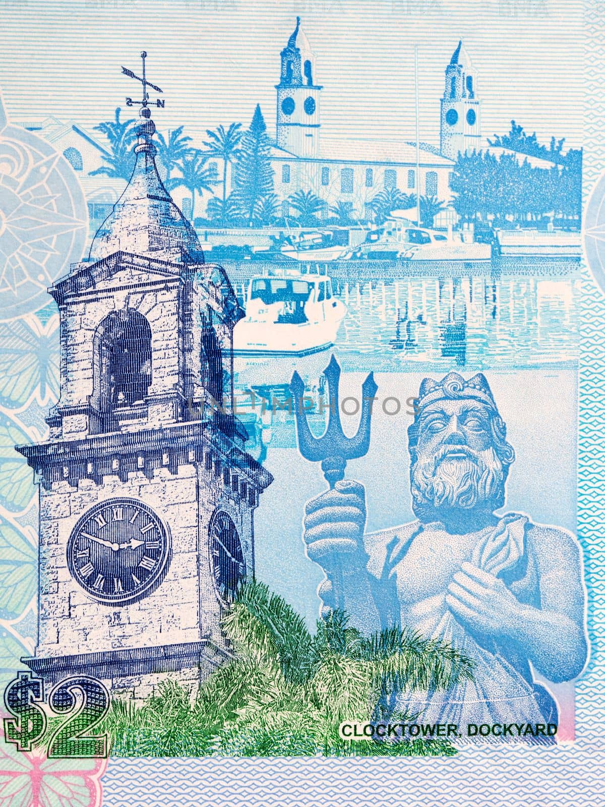 Dockyard Clock Tower and statue of Neptune from Bermudian dollar by johan10