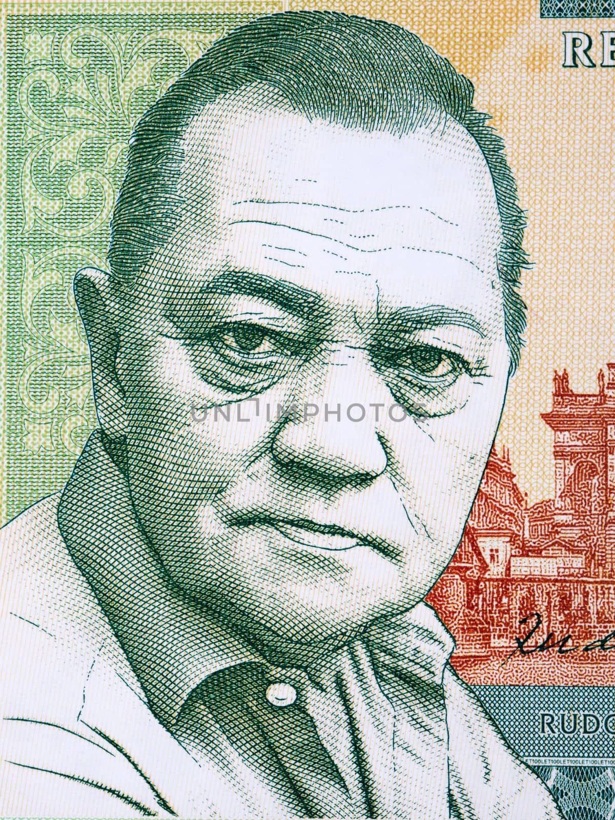 Rudolf Hrusinsky a portrait from Czech money