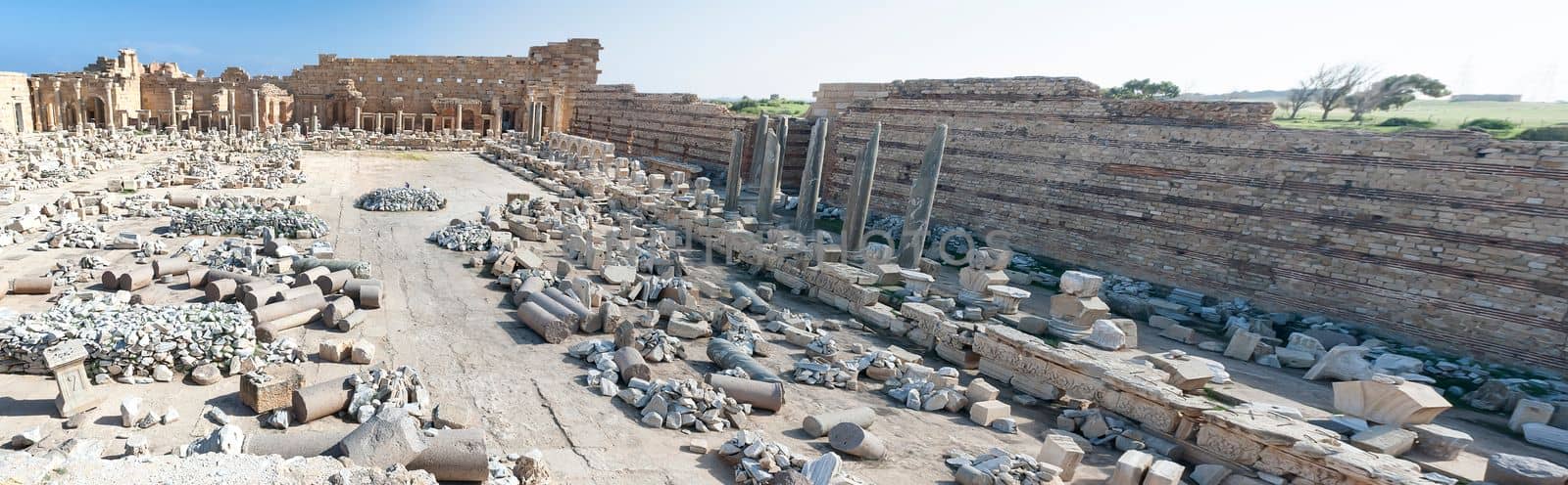 Archaeological site of Leptis Magna, Libya - 10/30/2006:  The Forum of Severe in the ancient Roman city of  Leptis Magna.
