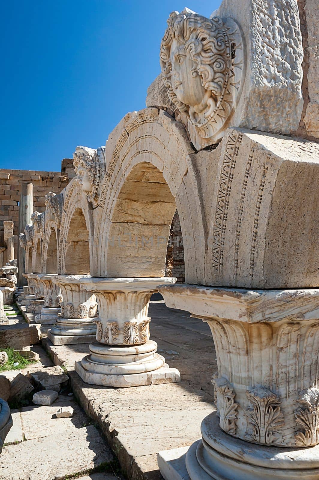 Archaeological site of Leptis Magna, Libya - 10/30/2006:  The Forum of Severe in the ancient Roman city of  Leptis Magna.