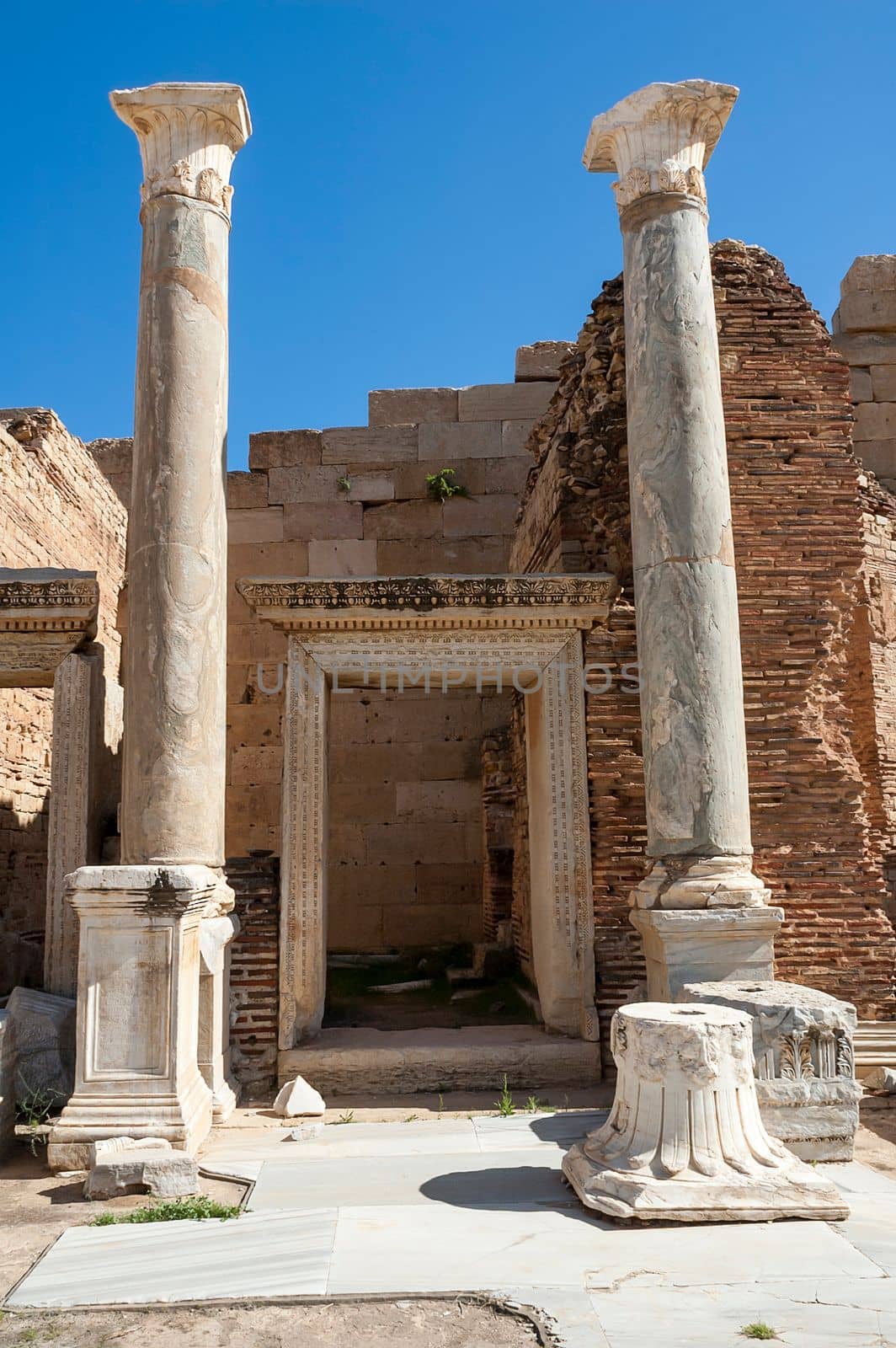 Archaeological site of Leptis Magna, Libya - 10/30/2006:  The Forum of Severe in the ancient Roman city of  Leptis Magna.
