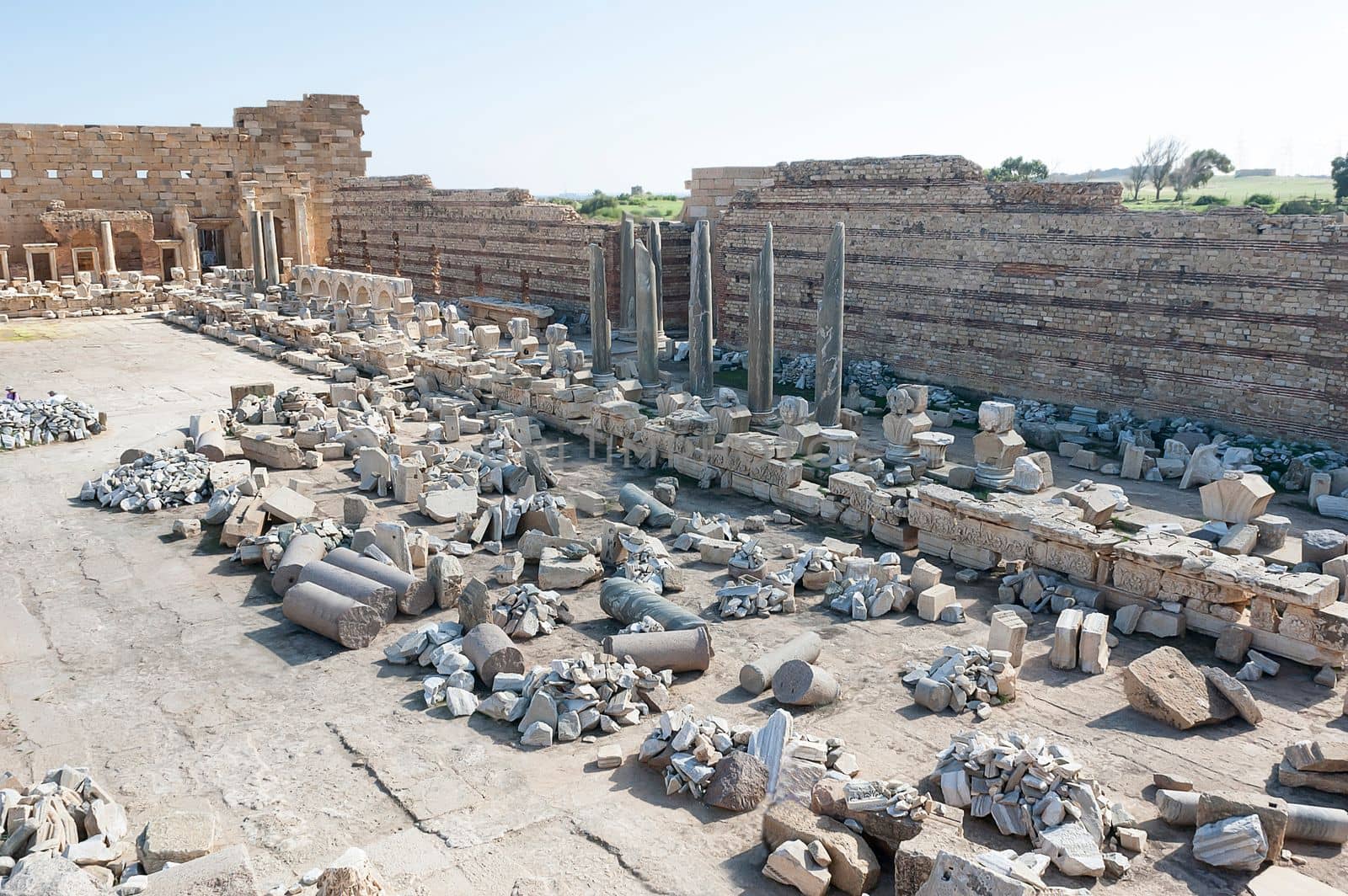 Archaeological site of Leptis Magna, Libya - 10/30/2006:  The Forum of Severe in the ancient Roman city of  Leptis Magna.