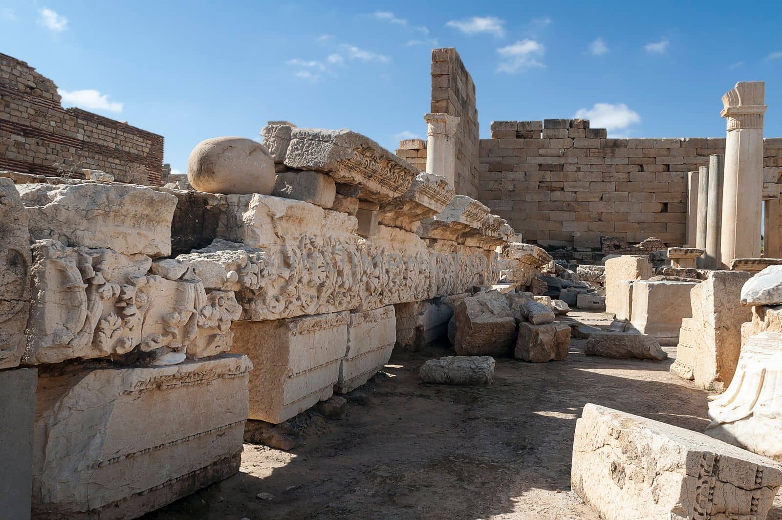 Archaeological site of Leptis Magna, Libya - 10/30/2006:  The Forum of Severe in the ancient Roman city of  Leptis Magna.