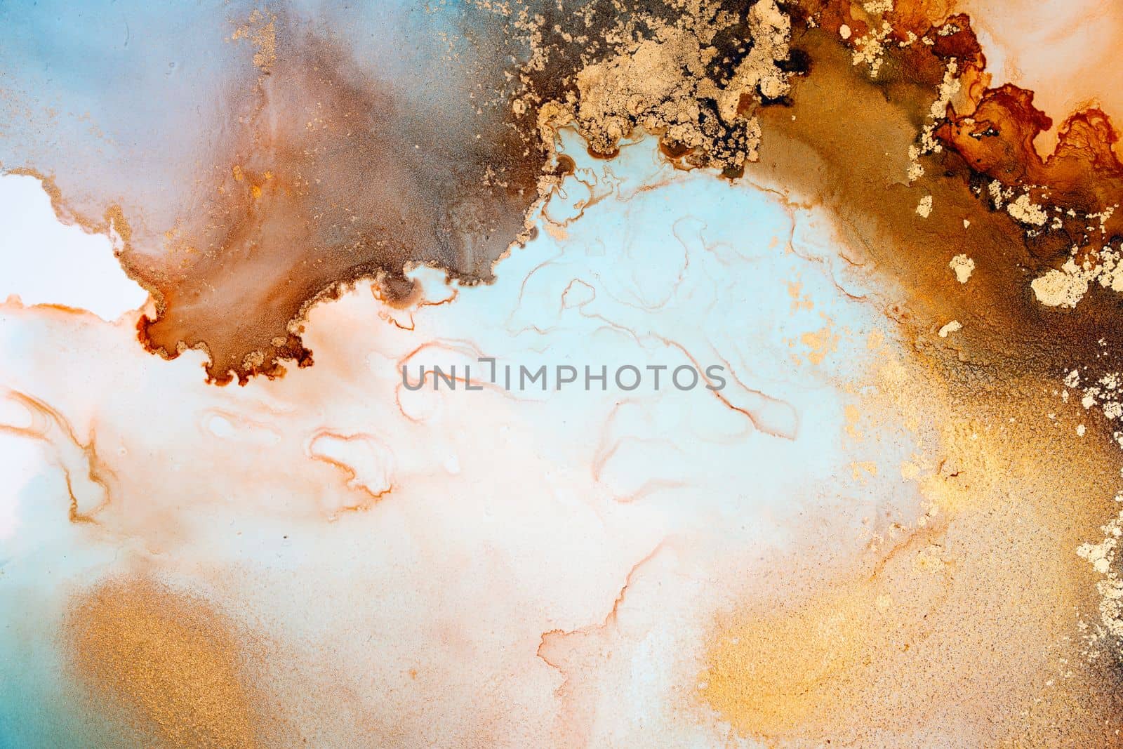 Marble ink abstract art from exquisite original painting for abstract background . Painting was painted on high quality paper texture to create smooth marble background pattern of ombre alcohol ink .