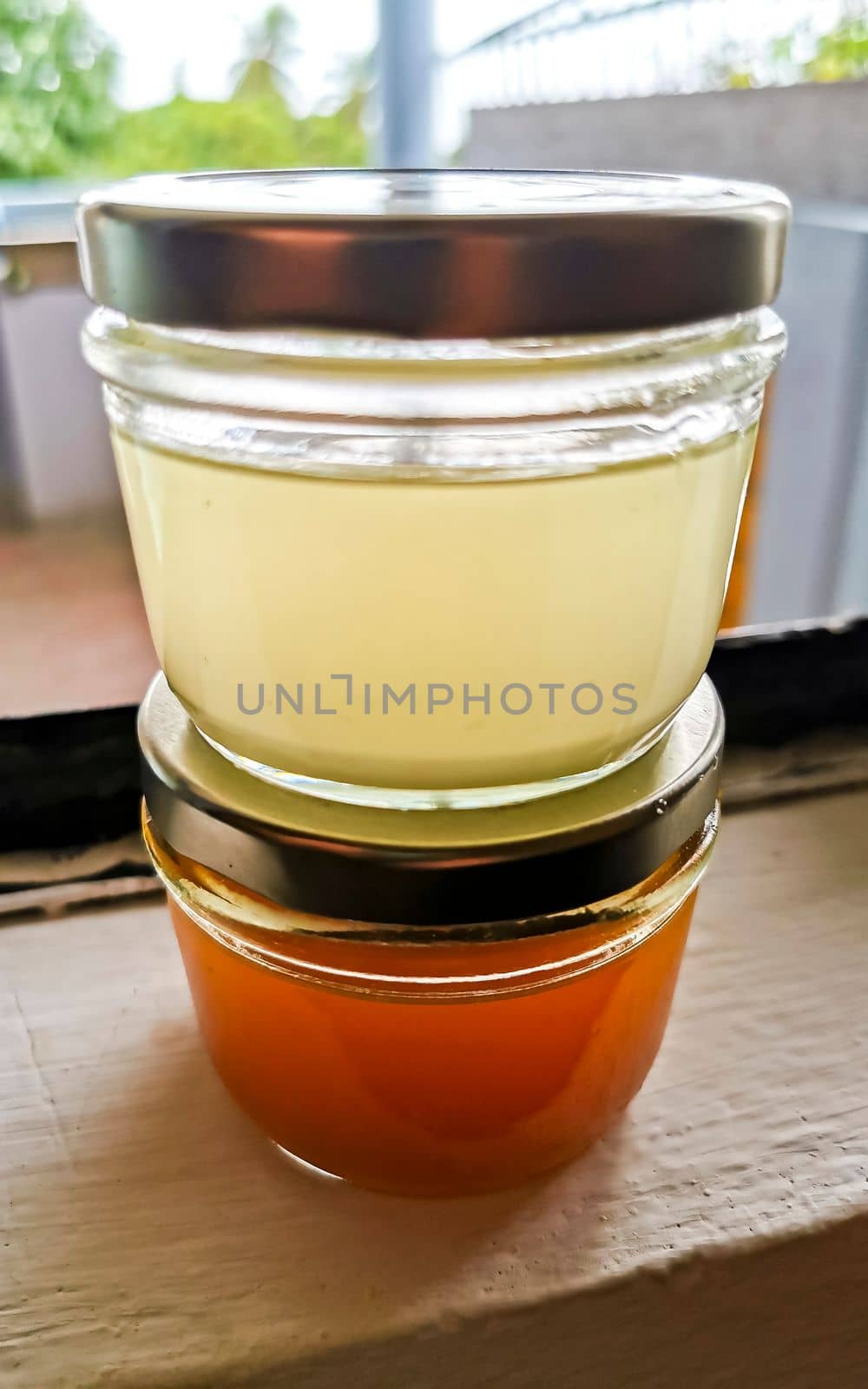 Homemade creams in small jars in Zicatela Puerto Escondido Oaxaca Mexico.