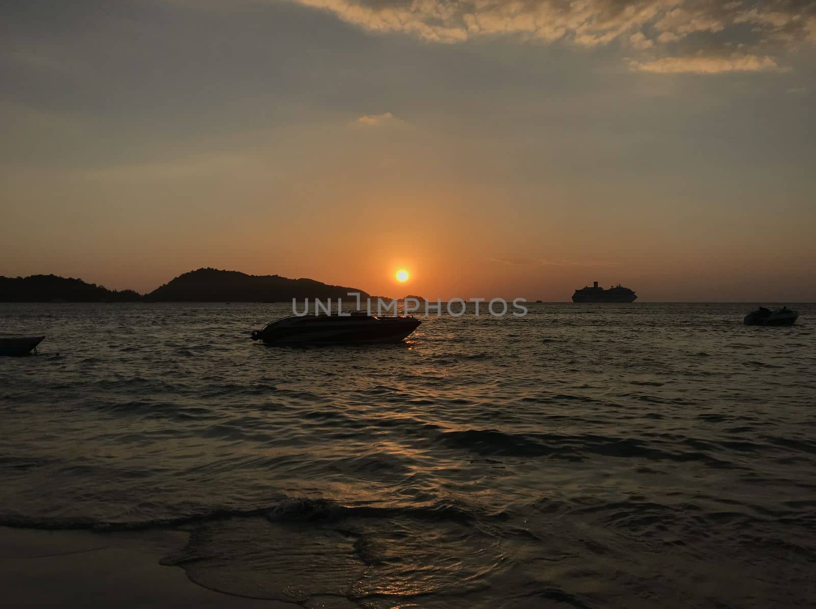 Landscape in Thailand. The photo shows sea water and mountains