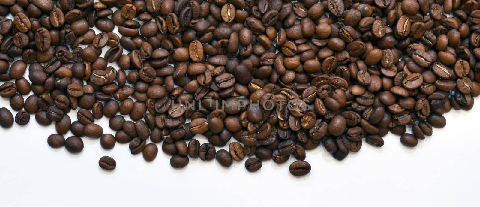 Coffee beans on a white background.