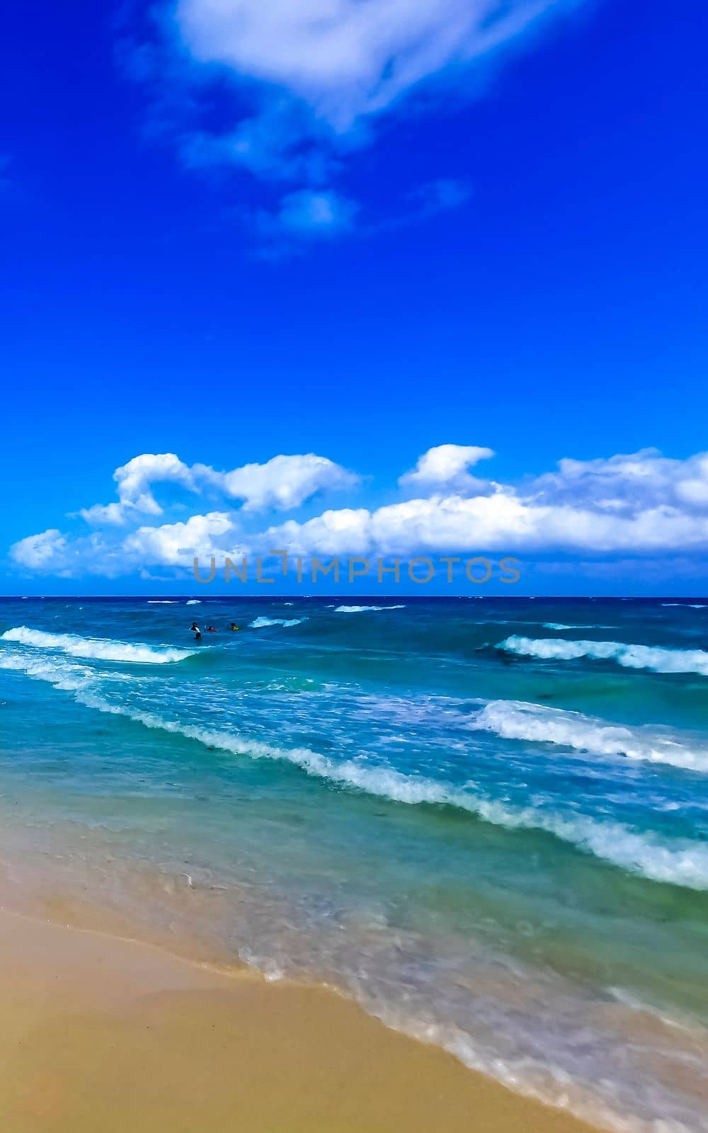 Tropical caribbean beach clear turquoise water Playa del Carmen Mexico. by Arkadij