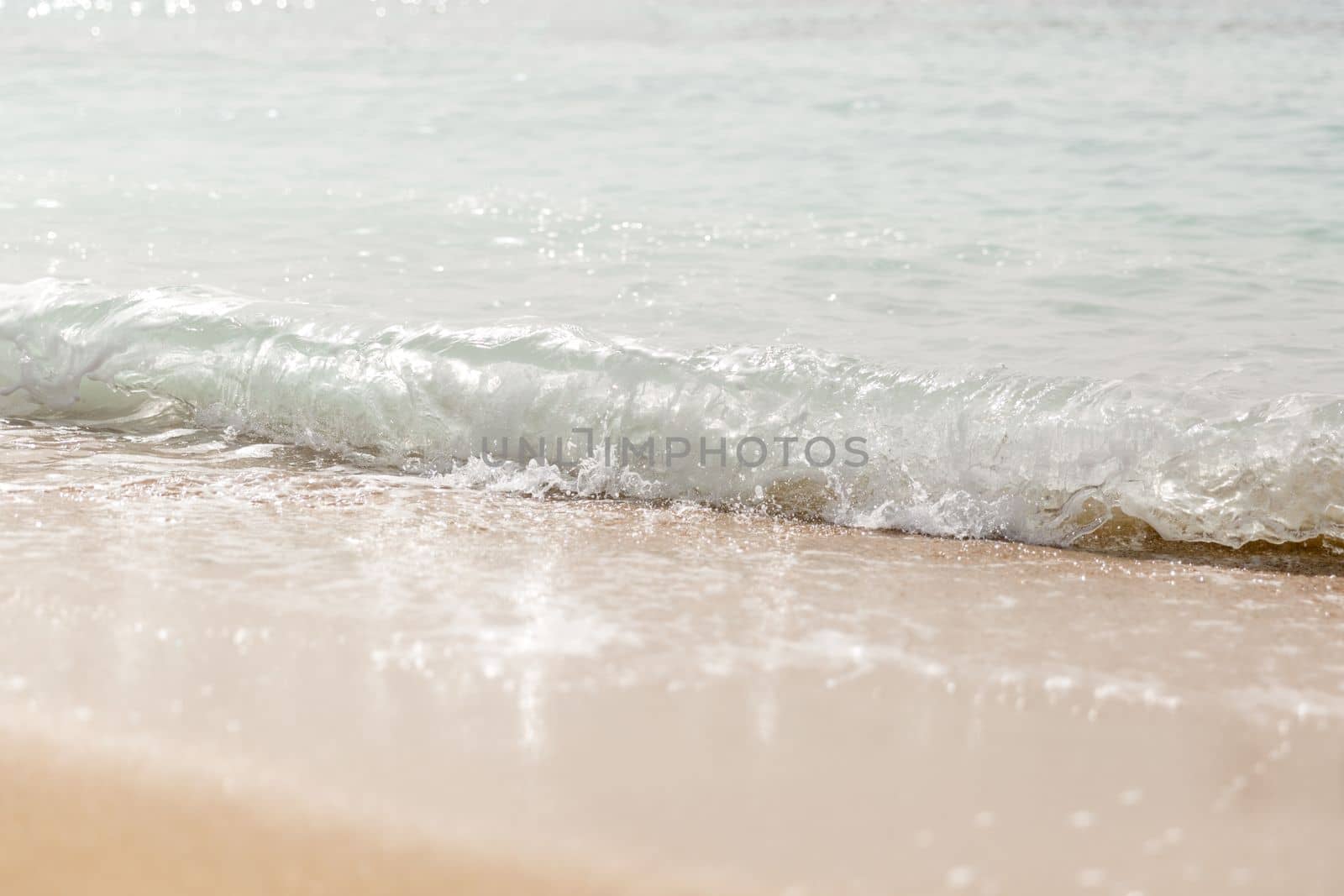 wave splashing on a beach. close up.