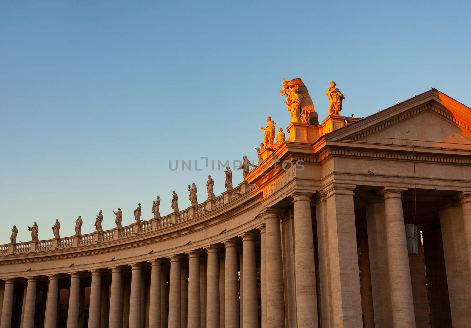 View of the St. Peter's Square colonnades in Rome