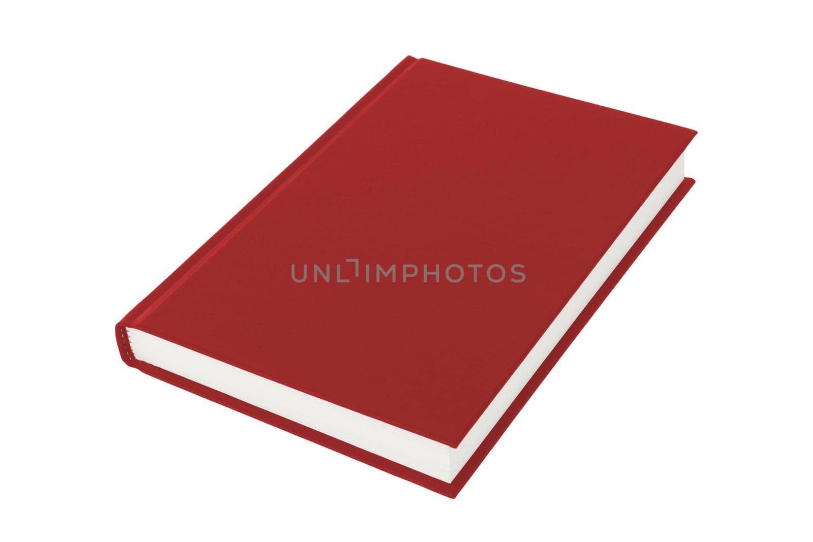 A red hardcover book on white background with clipping path