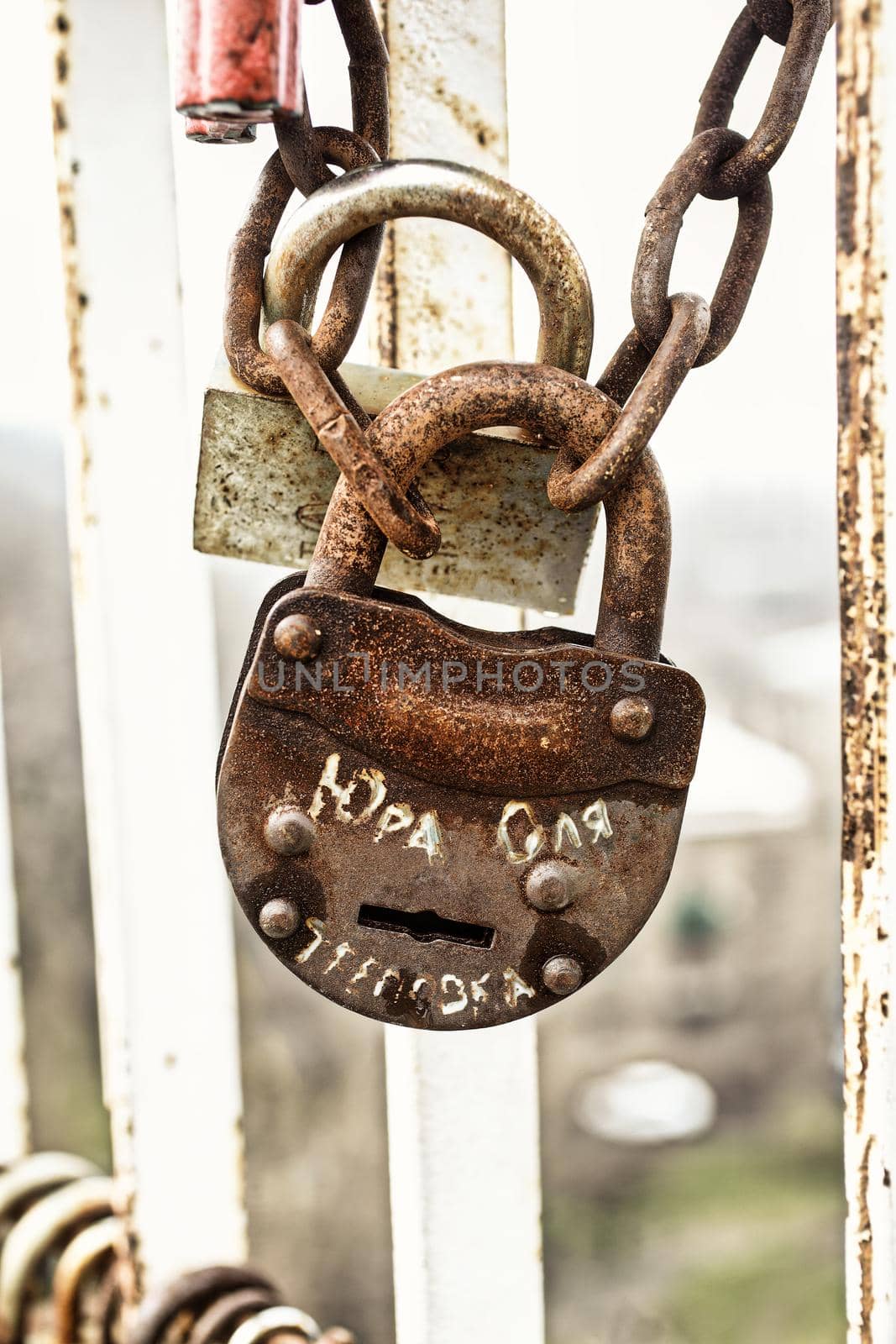 Bolt on the bridge, Kiev - Ukraine